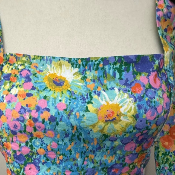 Show Me Your Mumu Claire Mini Dress Painterly Petals Print Small Resortwear Boho - Picture 5 of 13